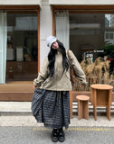Maeve Unbalance Check Long Skirt