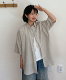 [unisex] Dillon Seersucker Check Over Short Sleeve Shirt