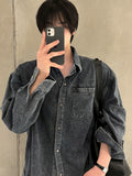 Washed denim shirt jacket