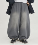 [BAONHAUS] Hebon Denim Banding Balloon Wide Pants - Gray Denim ver.