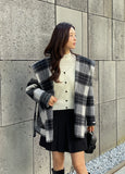 [75% Wool] Torrett Handmade Hood Cape Check Coat