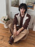 Daven color matching collar knit zip-up