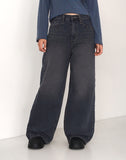 Gut Vintage Washing Rivet Studded Wide Denim Pants