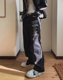 Aubert Lettering Wide Denim Pants