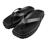 Mid hoop leather flip flops