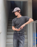 Washed Rib Muscle Fit Short Sleeve Knit