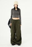 Balance incision ribbed crop hoodie
