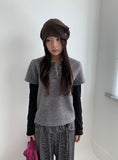 Maena Boucle Layered Short Sleeve Knit