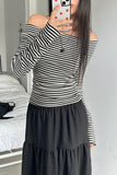 fondue stripe off-shoulder tee