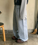 Econde Hidden Banding Light Blue Denim Pants