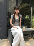 Plen Shirring RIb Slim Crop Short Sleeve T-shirt