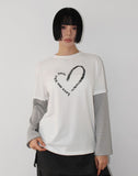 (Brushed) HEART LAYERED LONG-SLEEVE