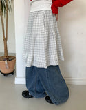Tour Summer Check Frill Midi Skirt