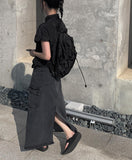 Posh black blue cargo long skirt