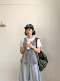 Dilte Check Flower Sleeveless Blouse
