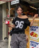 Number 6 Off Shoulder Raglan Short Sleeve