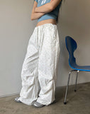 Letin flower pin tuck two-way wide pants