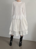 Lilum Balloon Tiered Midi Skirt
