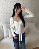 Mevni Dot Sleeveless Cardigan Set