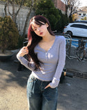 Premier Button V-Neck Long Sleeve