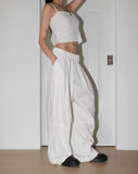 Mote cut key ring loop two-way wide cotton pants