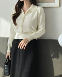 Debiju Pearl Button Collar Knit