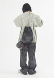 Denim rope string gymsack backpack