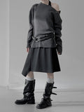 Toggle Boat Neck Loose Fit Long Sleeve Tee
