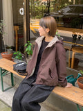 Berndi Check Crop Hood Windbreaker Zip-Up Jumper