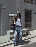 Side Damage Balloon Banding Denim Pants