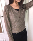 Beden Lace V-Neck Long Sleeve T-Shirt