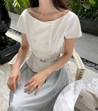 Denrua Double Button Jacket Blouse