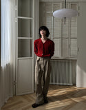 Falling belted wide slacks