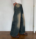 Mypent Washing Denim Wide Pants