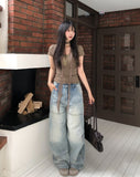 As Vintage Cut-out Wide Denim Pants