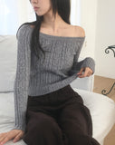 Linko cable slim fit off-shoulder knit