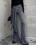 Ribbon Shirring Bootcut Pants