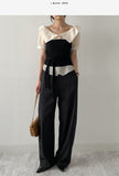 [Short Sleeve Version] Buttery Off-Shoulder Layered Blouse