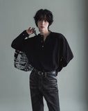 Pressure rib button warmer long sleeve t-shirt