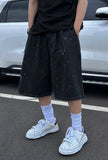 Graffiti denim half pants