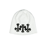 Triple cross rivet beanie