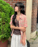 Toui Check Three Quarter Rolled-up Loose Fit Shirt