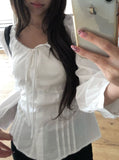 Kersey Ribbon Puff Pintuck Blouse