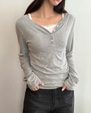 Ribe Burton V-Neck Ribbed Long Sleeve T-Shirt