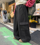 [unisex] Isol fleece banding brushed cargo pants