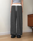 Doven Stripe Two-Way Sweat Wide Pile Pants