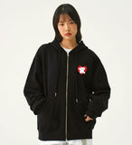 [UNISEX]Bear Heart Back Printing Hood Zip-Up