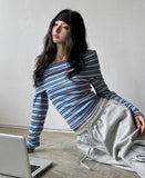 Pop Stripe Off Shoulder Long Sleeve
