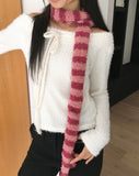Siul Vintage Angora Striped Scarf Muffler