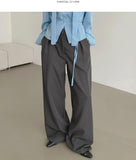 Front Pleated Loose Wide Back Banding Slacks